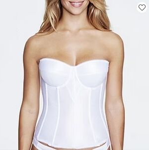 Dominique White Strapless Corset Bra with Removable Straps, Size 42DD